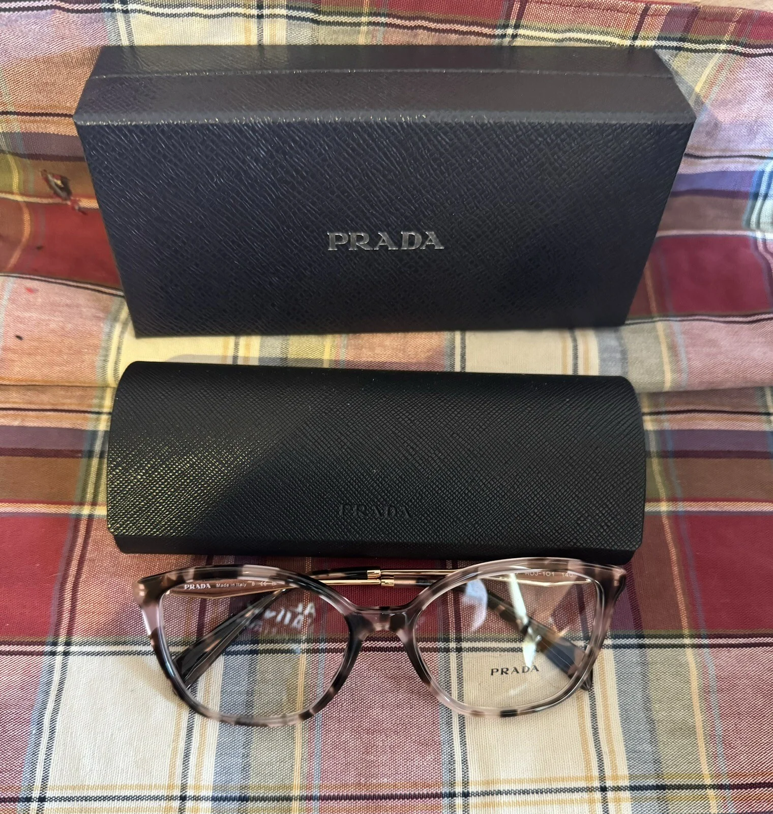 NEW PRADA WOMENS PINK TORTOISE BUTTERFLY EYEGLASSES VPR02Z ROJ-101 [54-17-140]